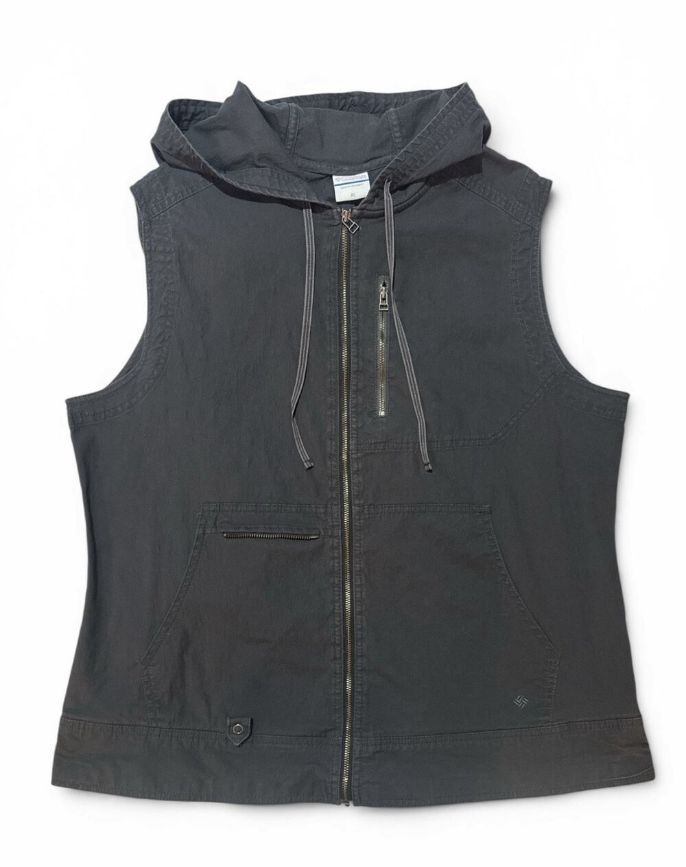 Columbia Vest Womens Large Brown Cotton Twill Full Zip Utility Pockets Outdoor